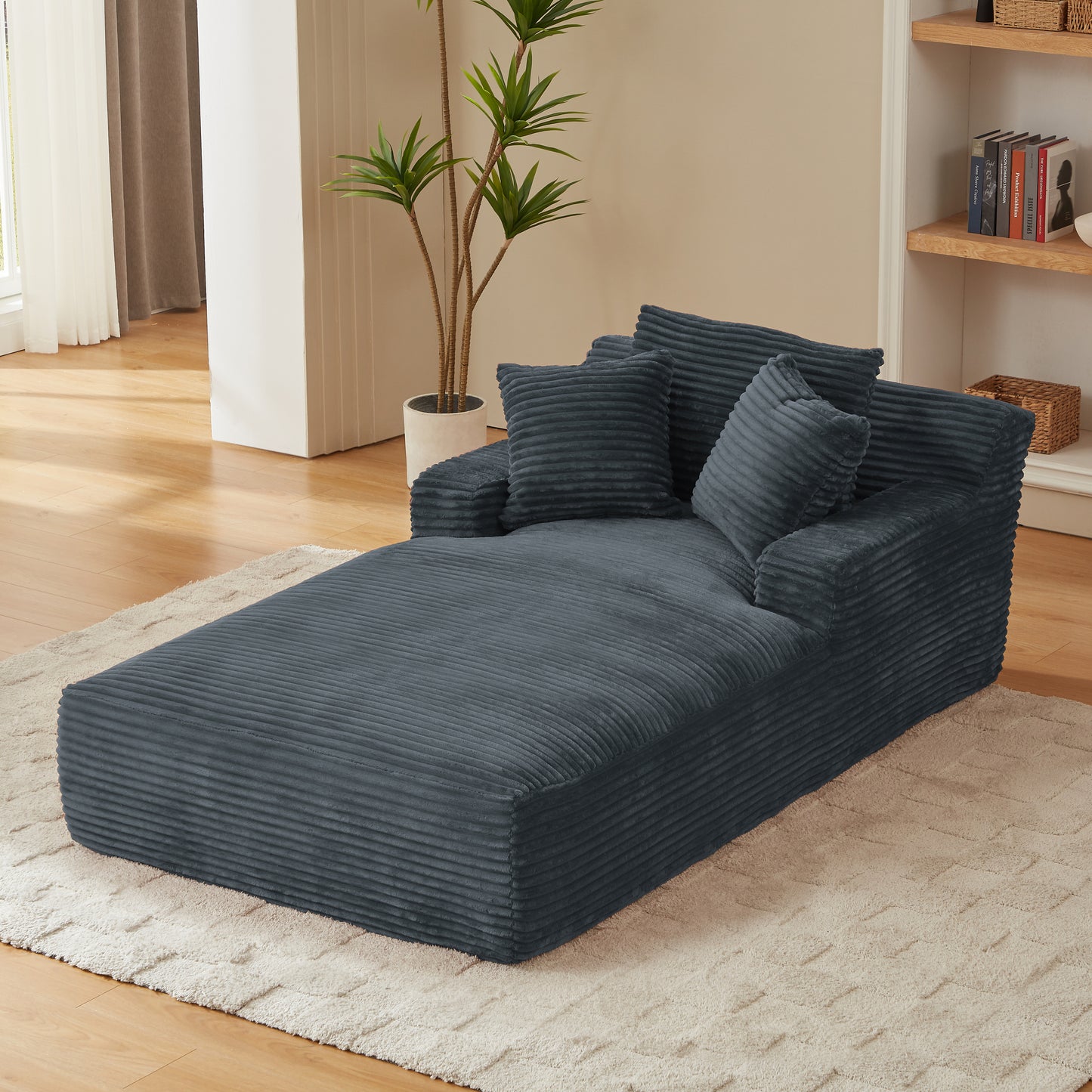 Oversized Chaise Lounge Chair Indoor - Grey - detail view 3