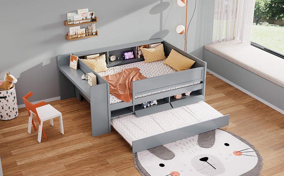 Auden Multi-Functional Twin Daybed with Drawers and Trundle, Gray