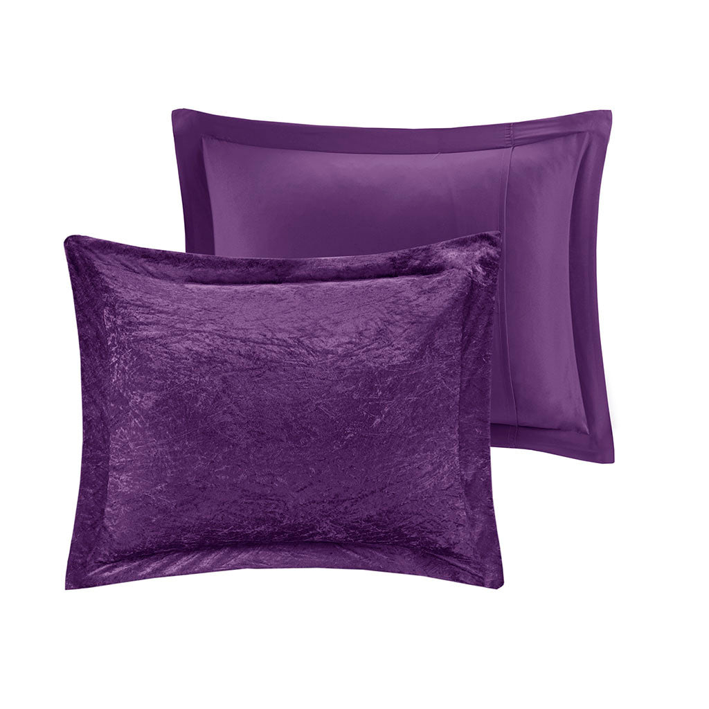 Purple Velvet Comforter Set with Throw Pillow