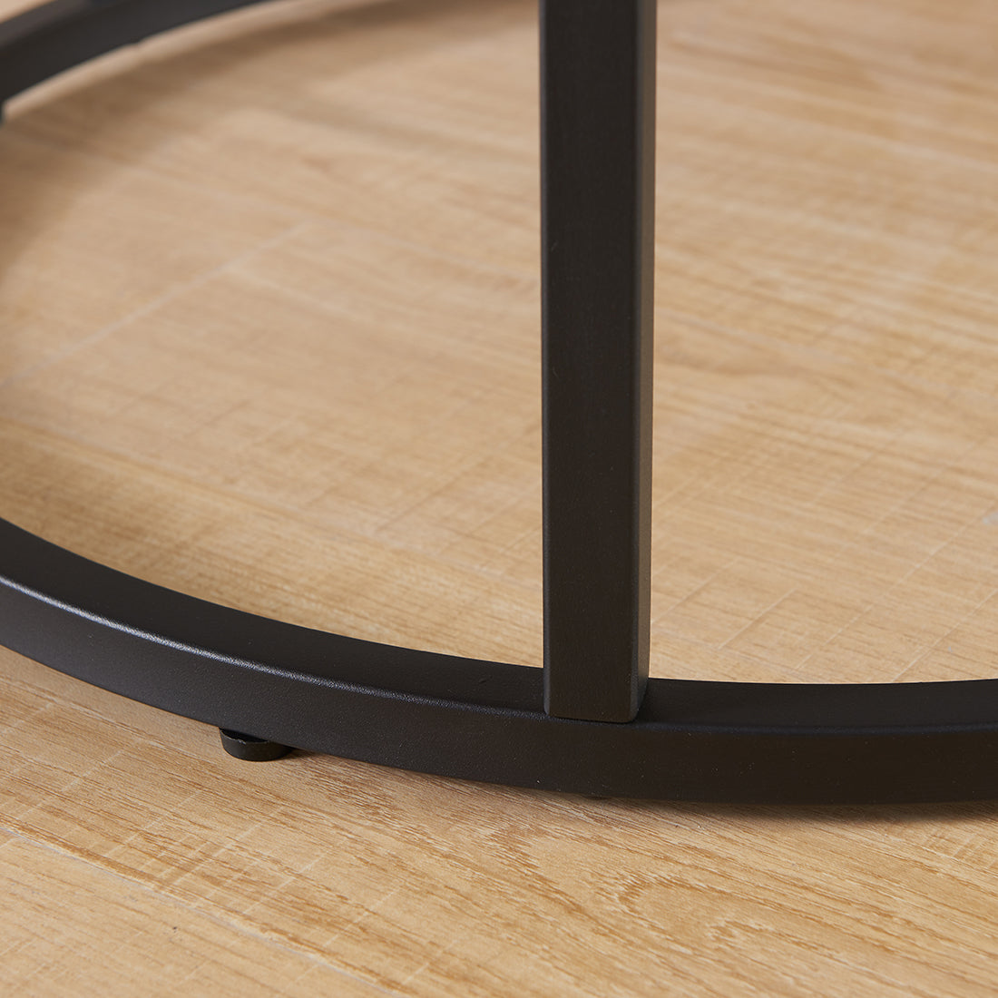 Grey Wood+metal Steel Frame Nesting Tables with Black Legs - detail view 4