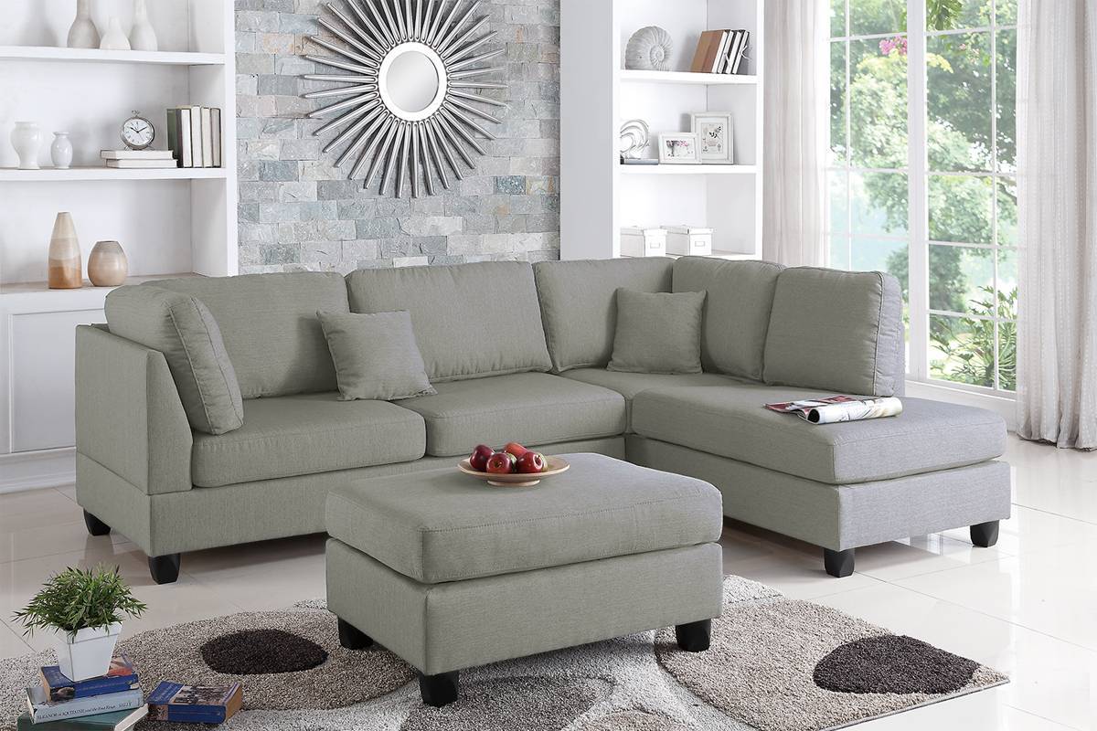 3-PC SECTIONAL in Gray - primary color shot