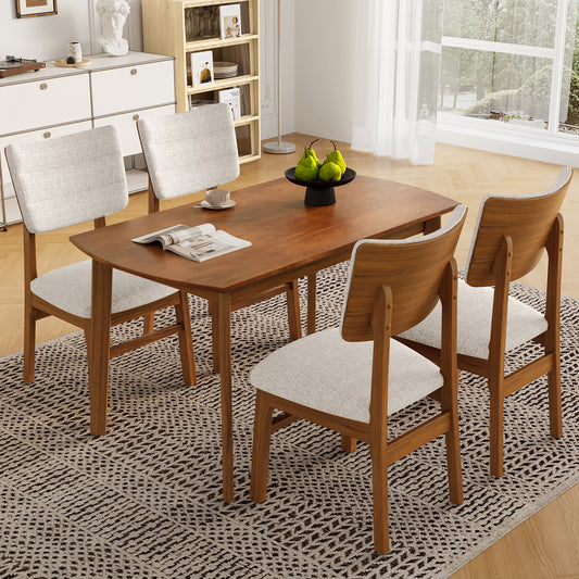Farmhouse Dining Table Set for 4 - Brown+beige - detail view 2