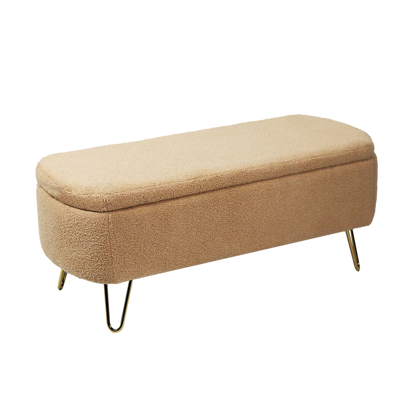 Camel Faux Fur Storage Ottoman
