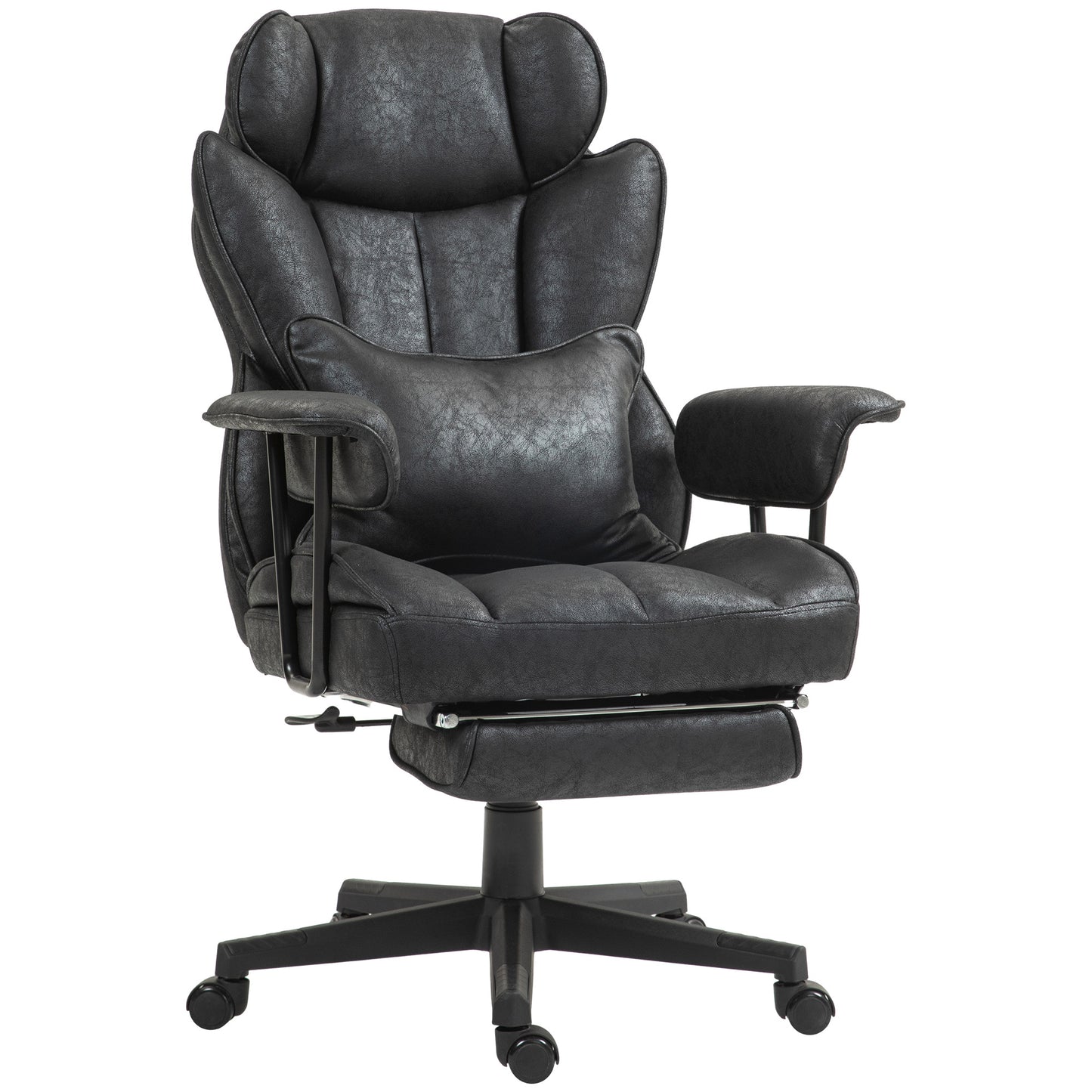 Caroline Big & Tall Teddy Fabric Upholstered Office Chair, Black