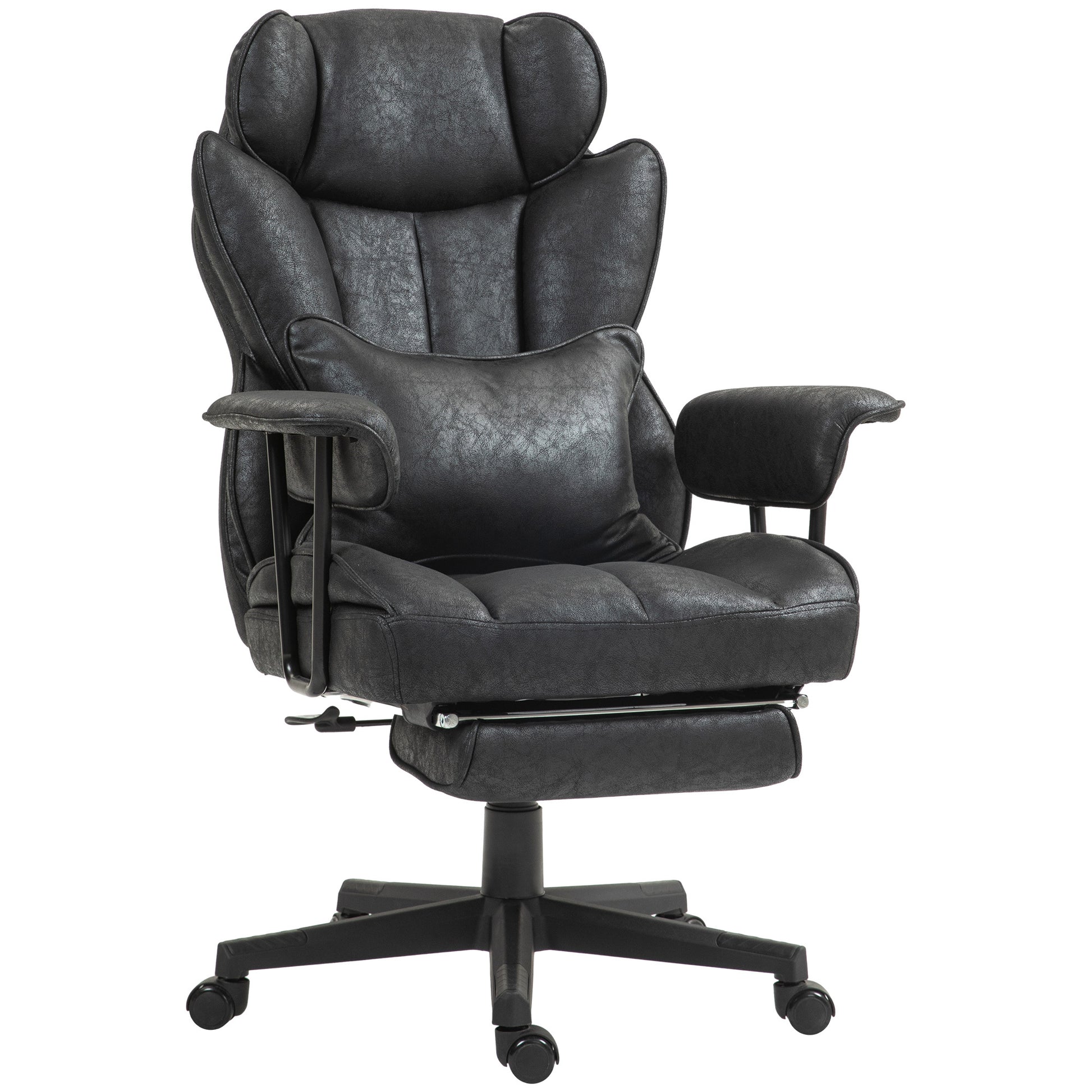 Caroline Big & Tall Teddy Fabric Upholstered Office Chair, Black