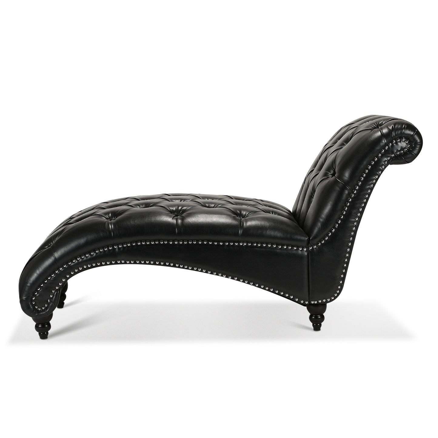 Tufted Armless Chaise Lounge - Black - detail view 4
