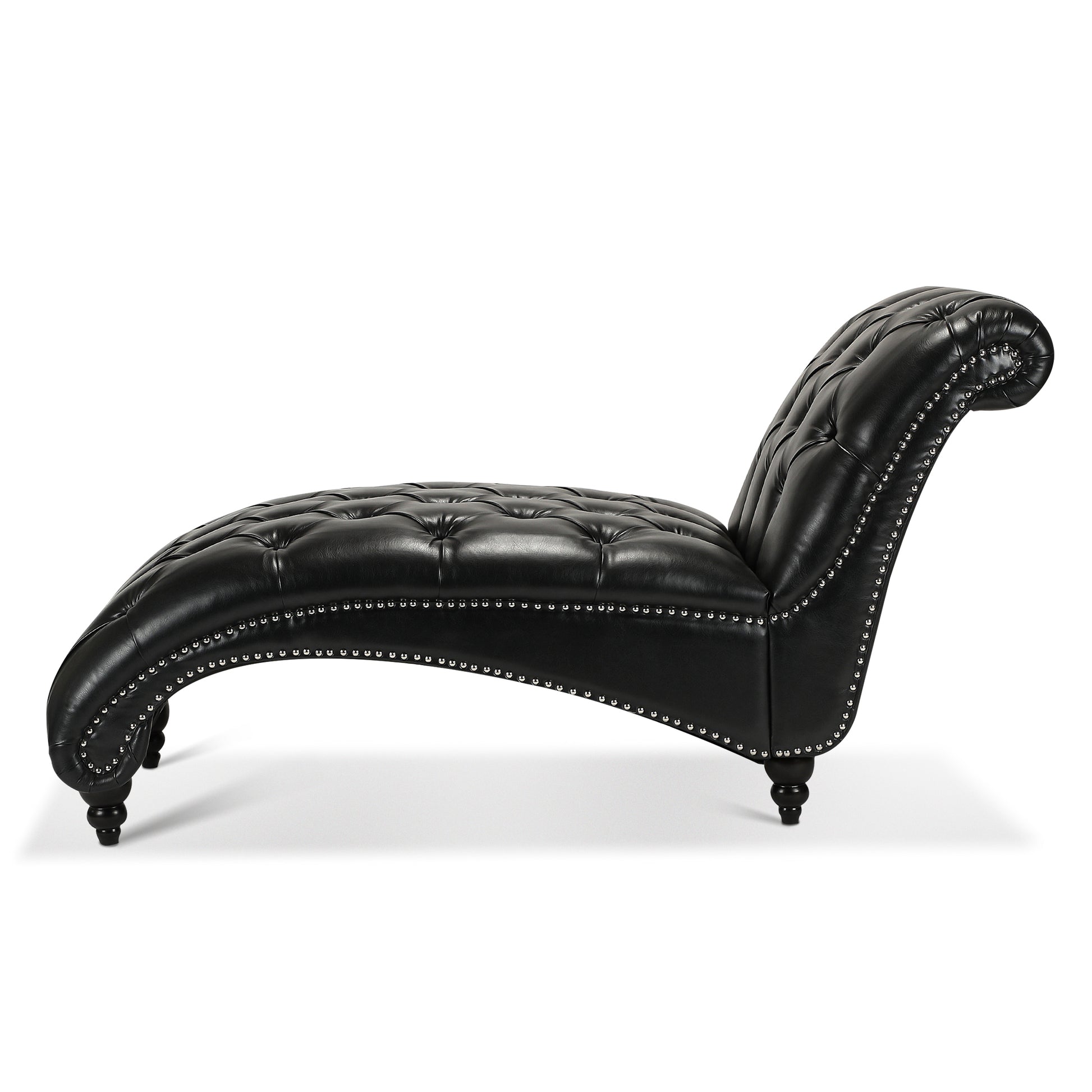 Tufted Armless Chaise Lounge - Black - detail view 4