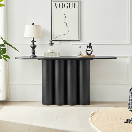 66.93'' Modern Console Table for Entryway with Unique Cylinders Legs Design - BLACK - primary color shot