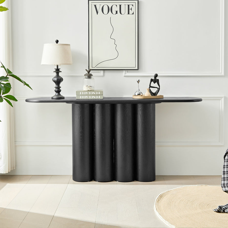 66.93'' Modern Console Table for Entryway with Unique Cylinders Legs Design - BLACK - primary color shot