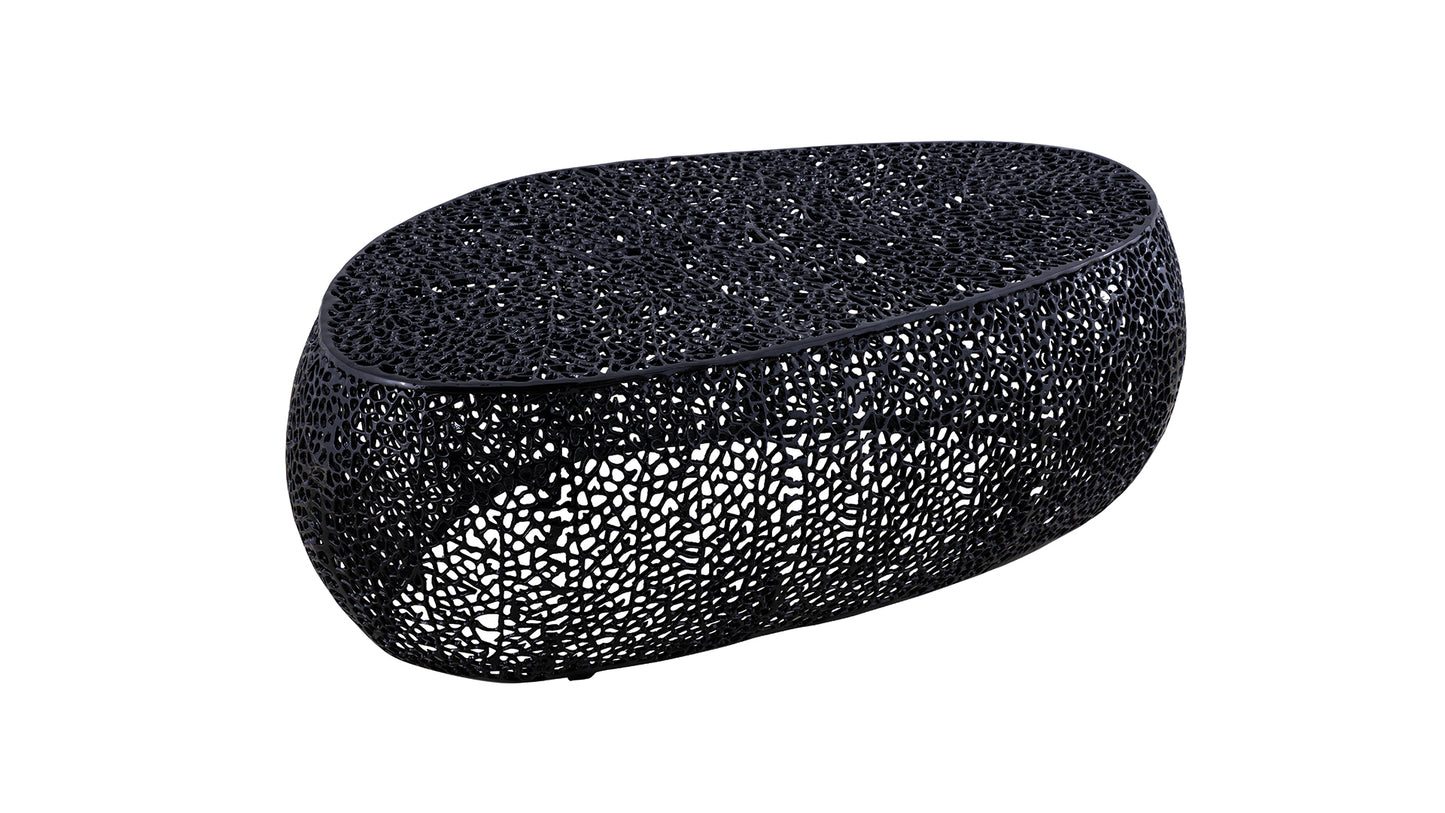 Azriel Oval Aluminum Mesh Coffee Table, Black