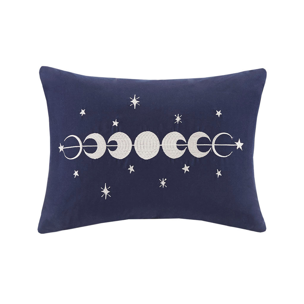 Navy Blue Velvet Comforter Set with Throw Pillow, Blue