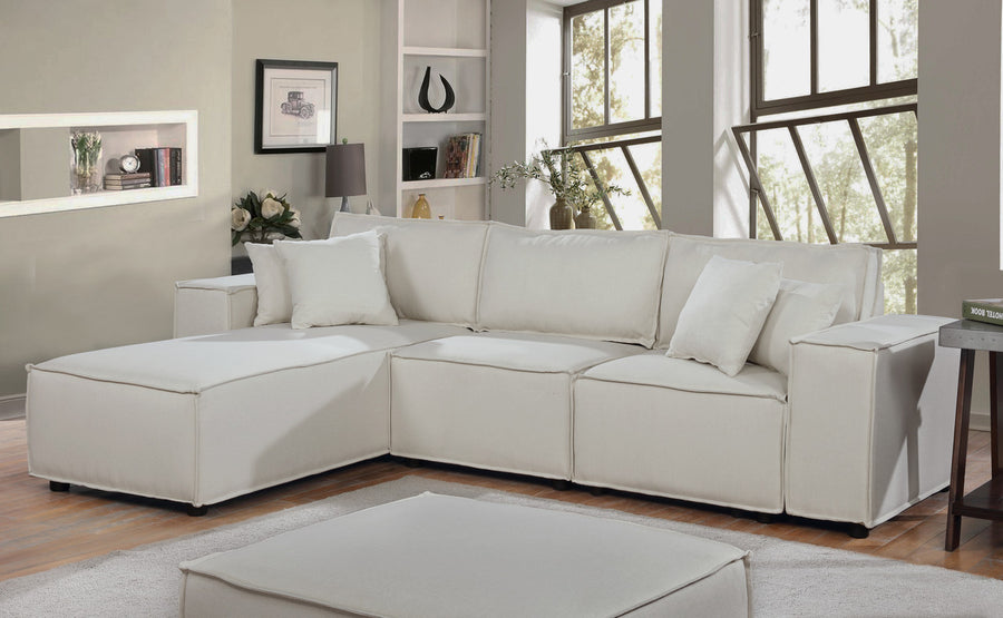 Harvey 104' Sofa with Reversible Chaise in Beige Linen - primary color shot