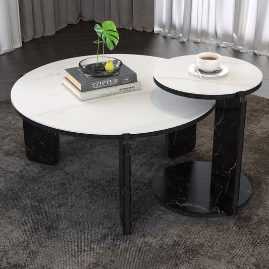 White & Black Nesting Tables with Black Legs - detail view 4