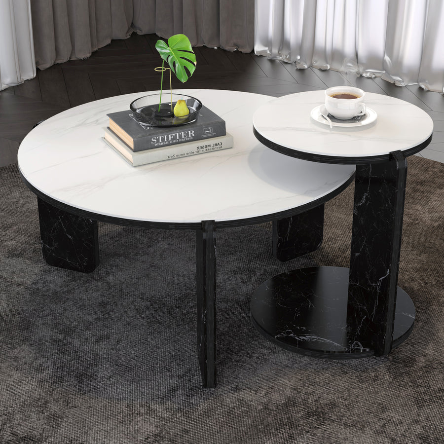 White & Black Nesting Tables with Black Legs - detail view 4