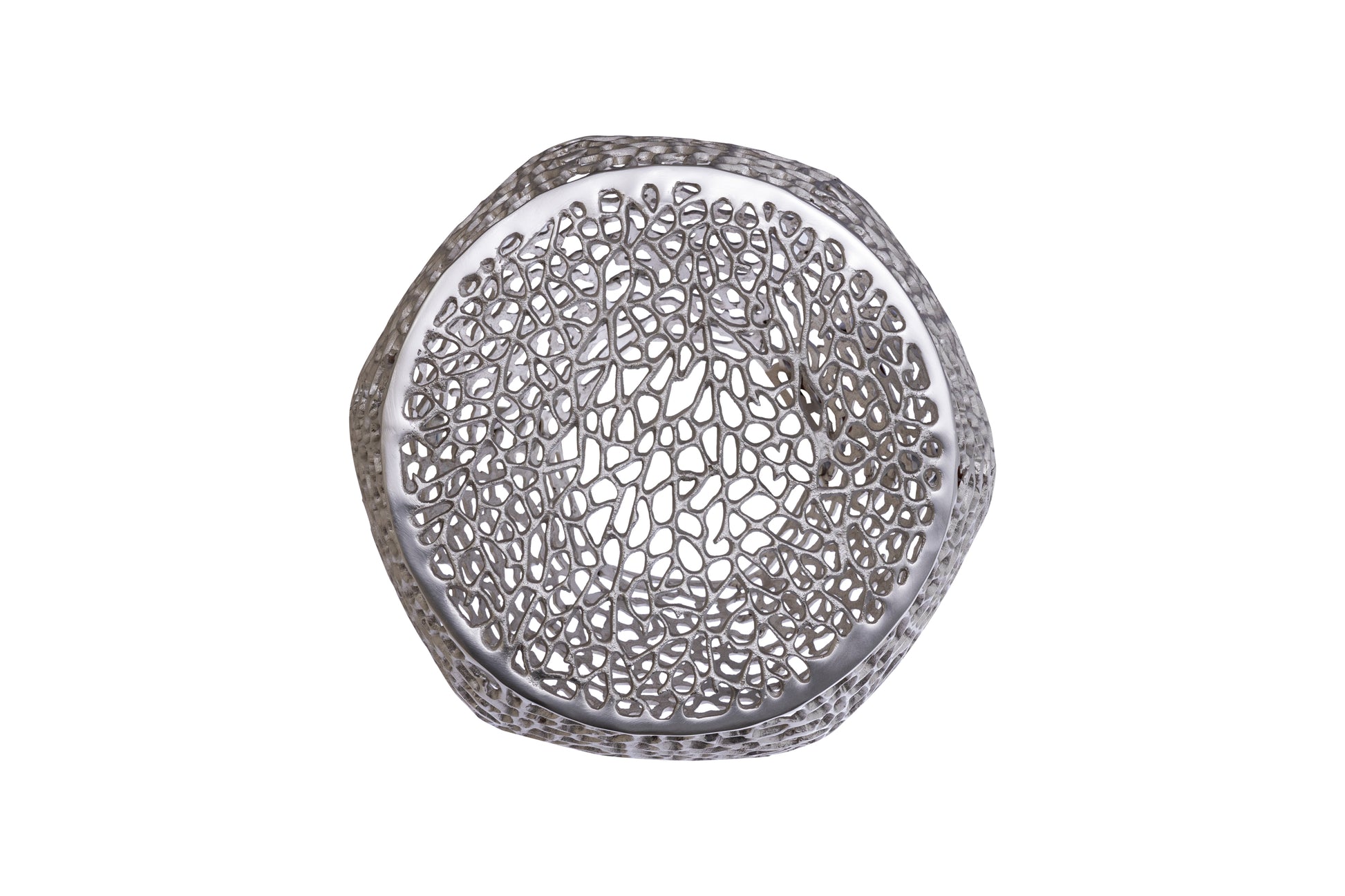 Azriel Aluminum Mesh Side Table, Silver