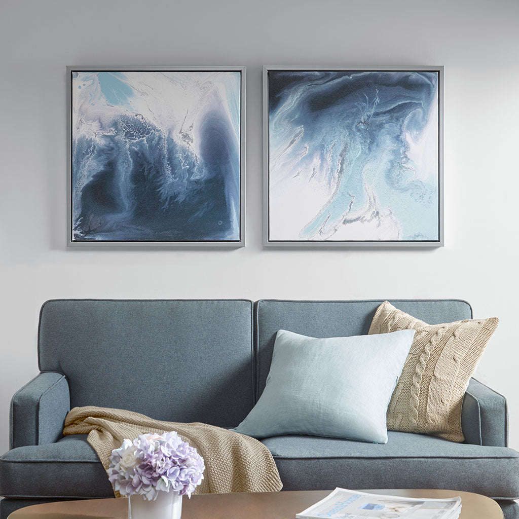 Blue Lagoon 2-Piece Abstract Wall Art Set – 25.5”x25.5