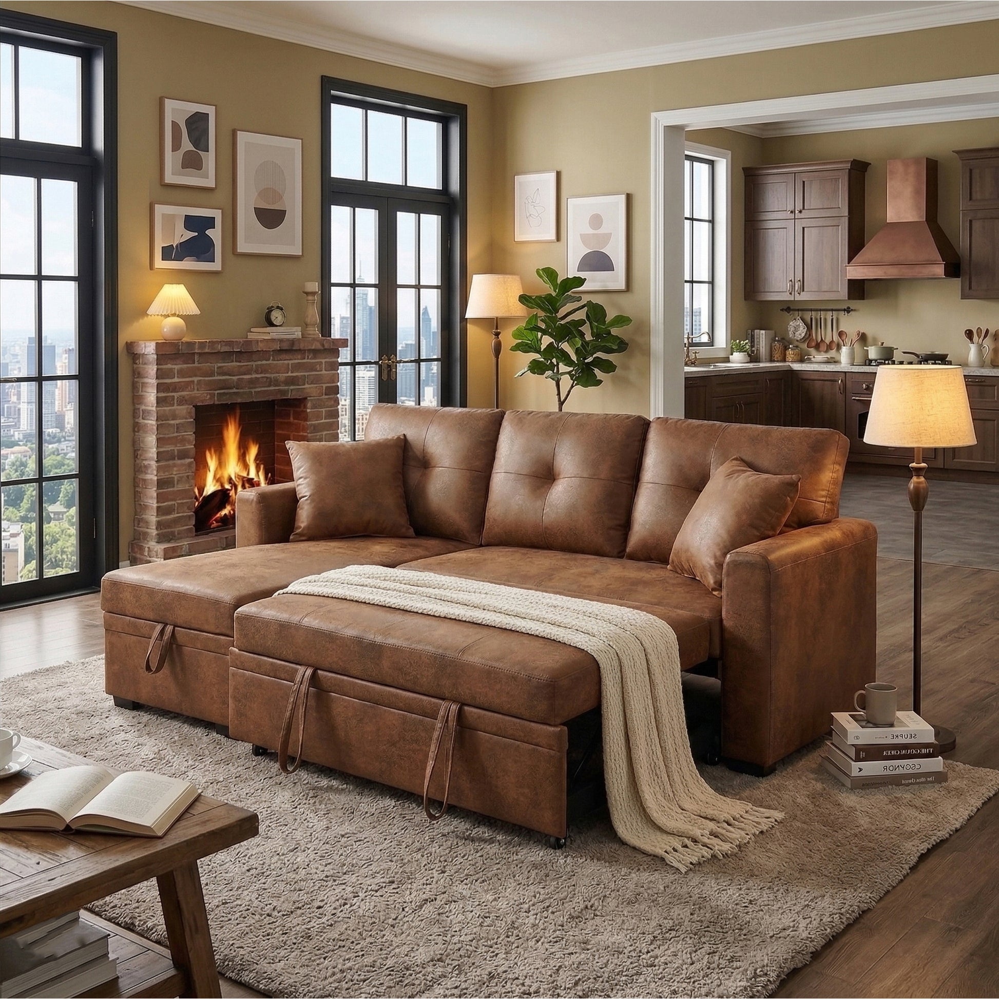 Sleeper Sectional - Brown - detail view 3