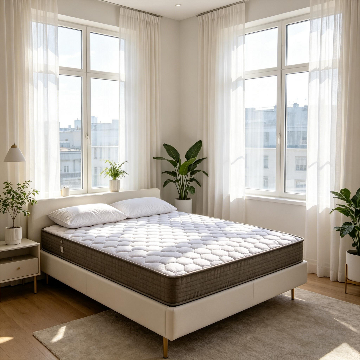 6" Soft-Medium Firmness Pocket Spring Mattress - Pocket Coil Mattress - White - detail view 2