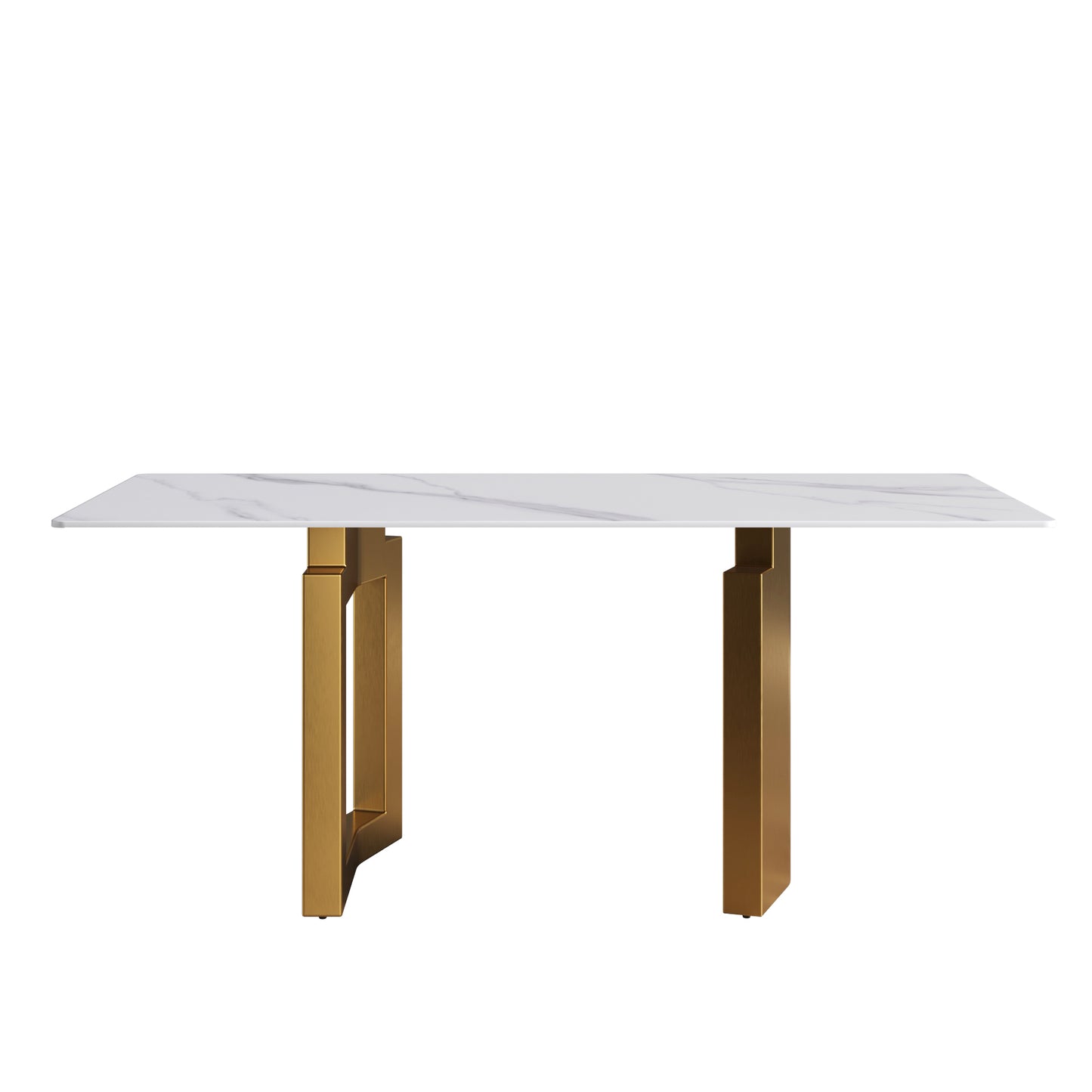 Elara Modern 70.8" Sintered Stone Dining Table, White & Gold