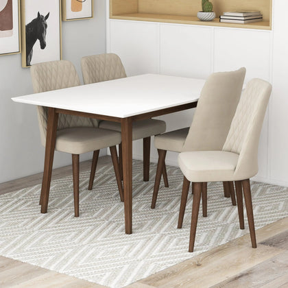 Mary Modern Style Solid Wood Rectangular Dining Kitchen Table White Finish - primary color shot