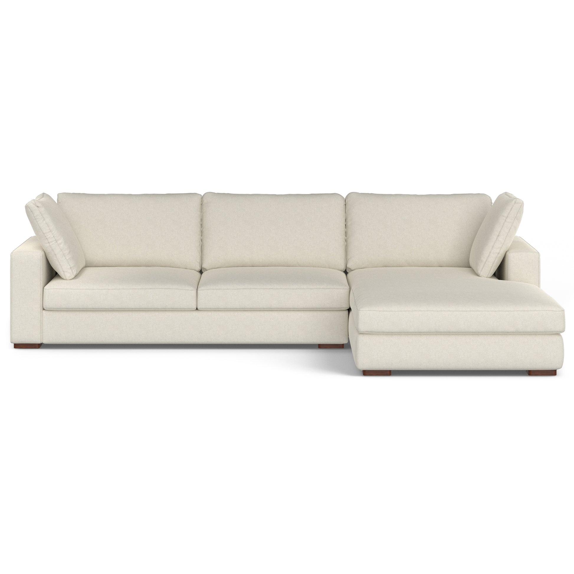 Charlie Deep Seater Right Sectional Sofa in Cream Performance Fabric with High-Density Foam Cushions and Solid Wood Frame - detail view 6
