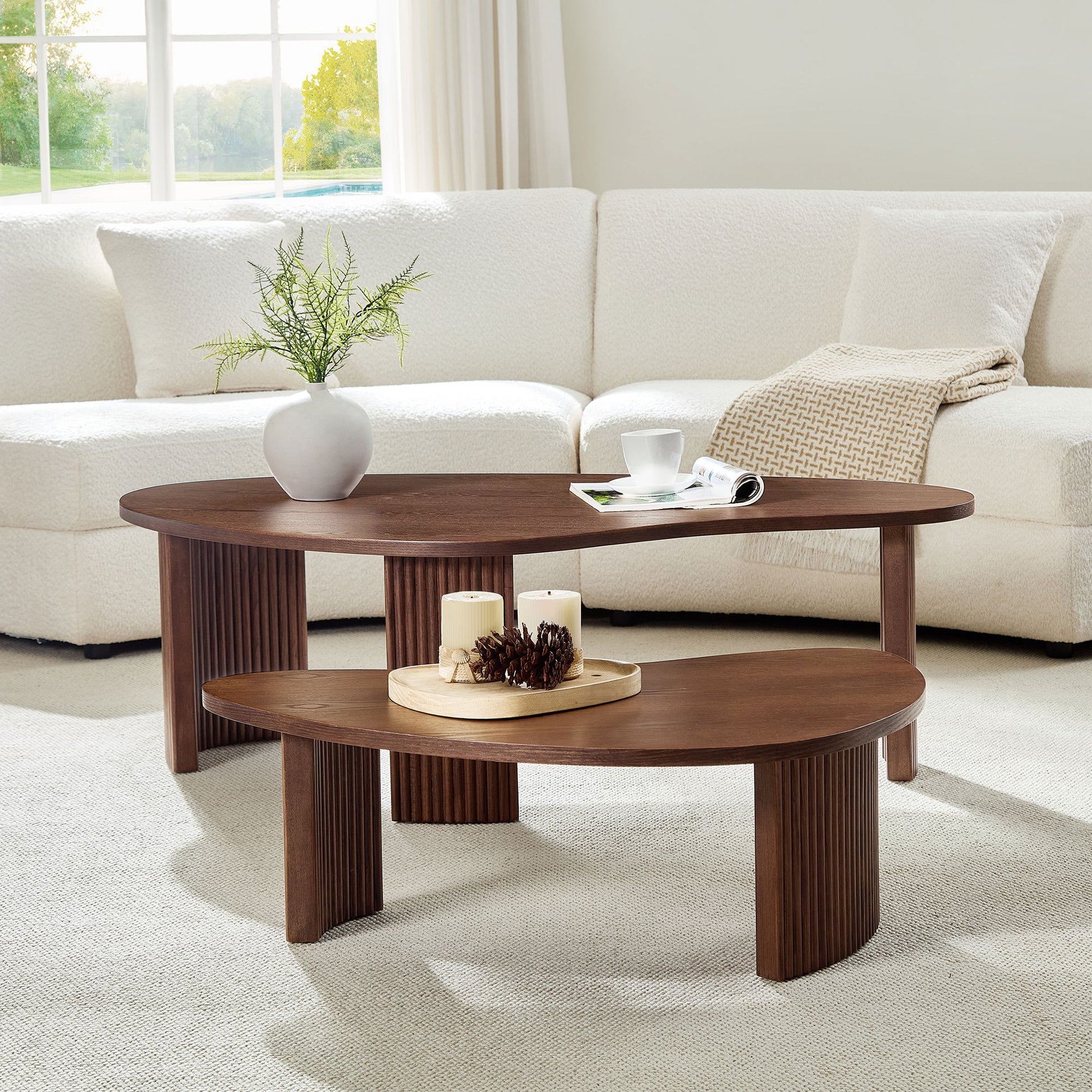 Walnut Nesting Tables with Wood Legs - primary color shot