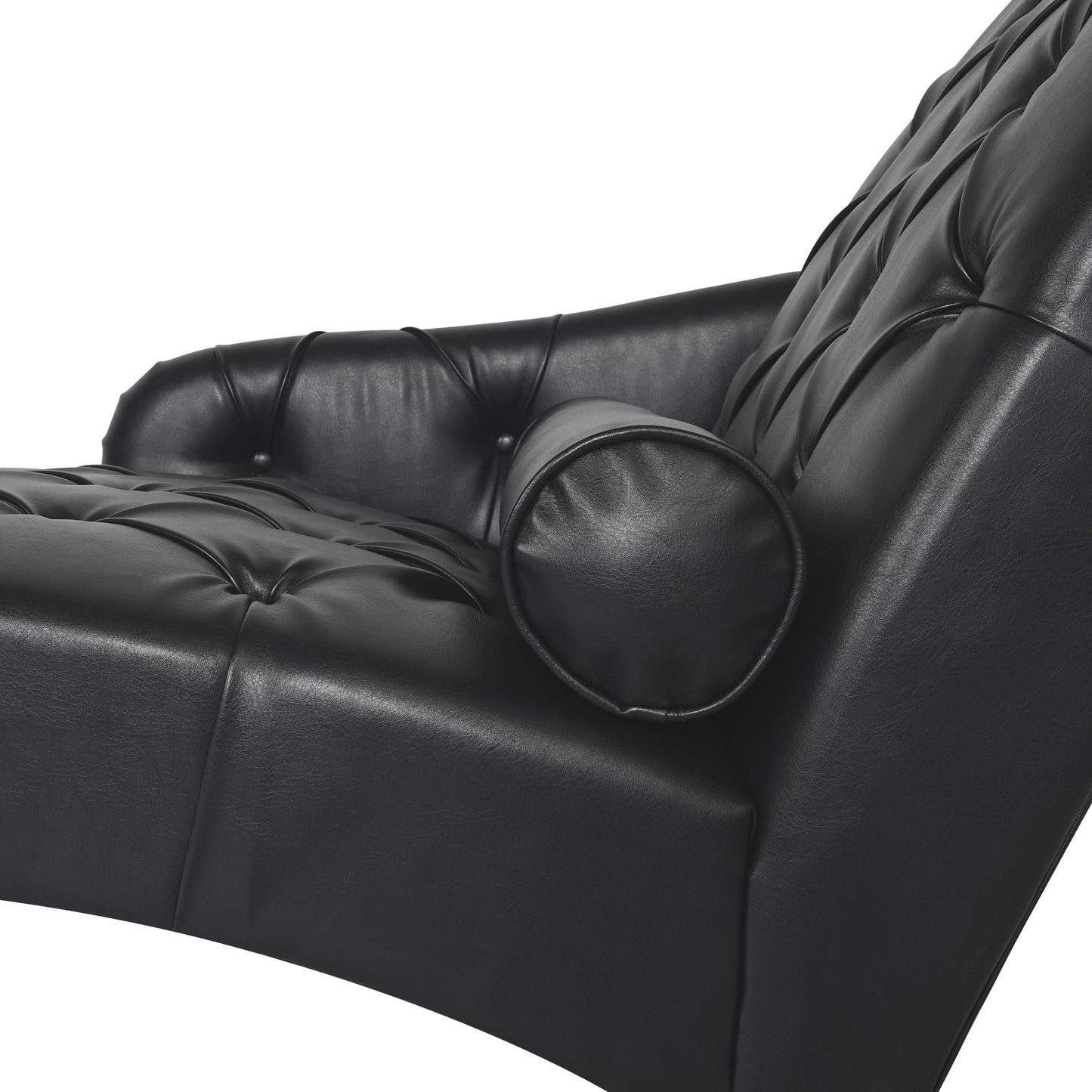 Chaise Lounge Arm Chair Indoor with Pillow & Solid Wood Legs - Black - detail view 5