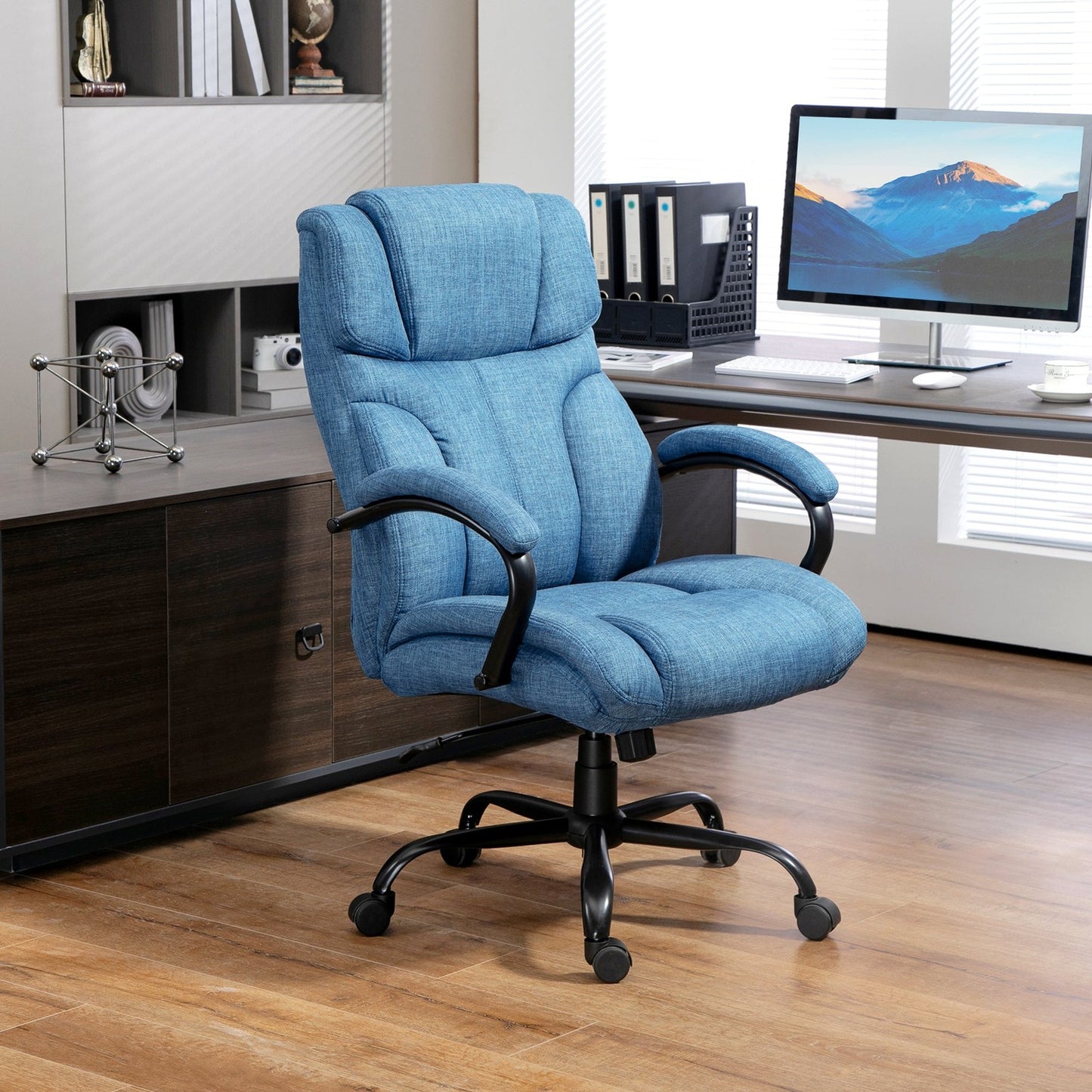 Vinsetto 500lbs Big and Tall Office Chair with Wide Seat, Blue
