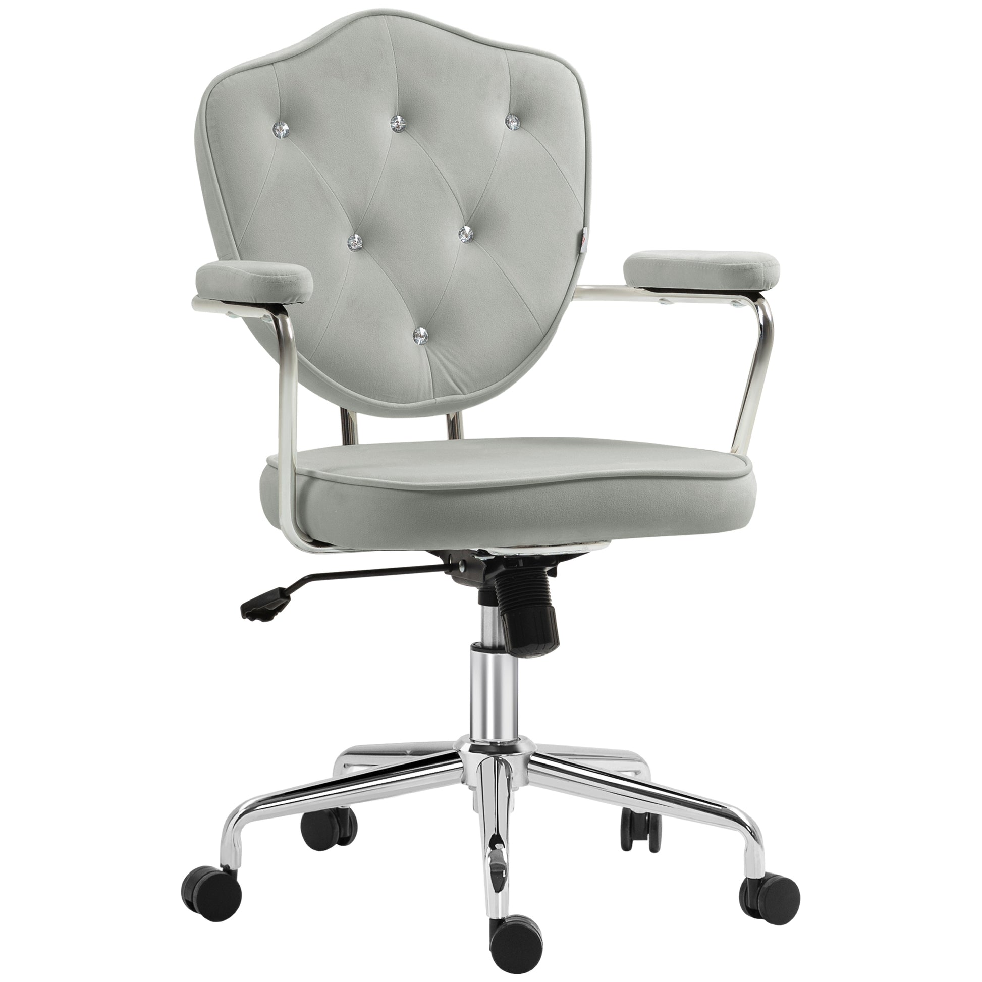 Vale Velvet Button Tufted Office Chair, Gray