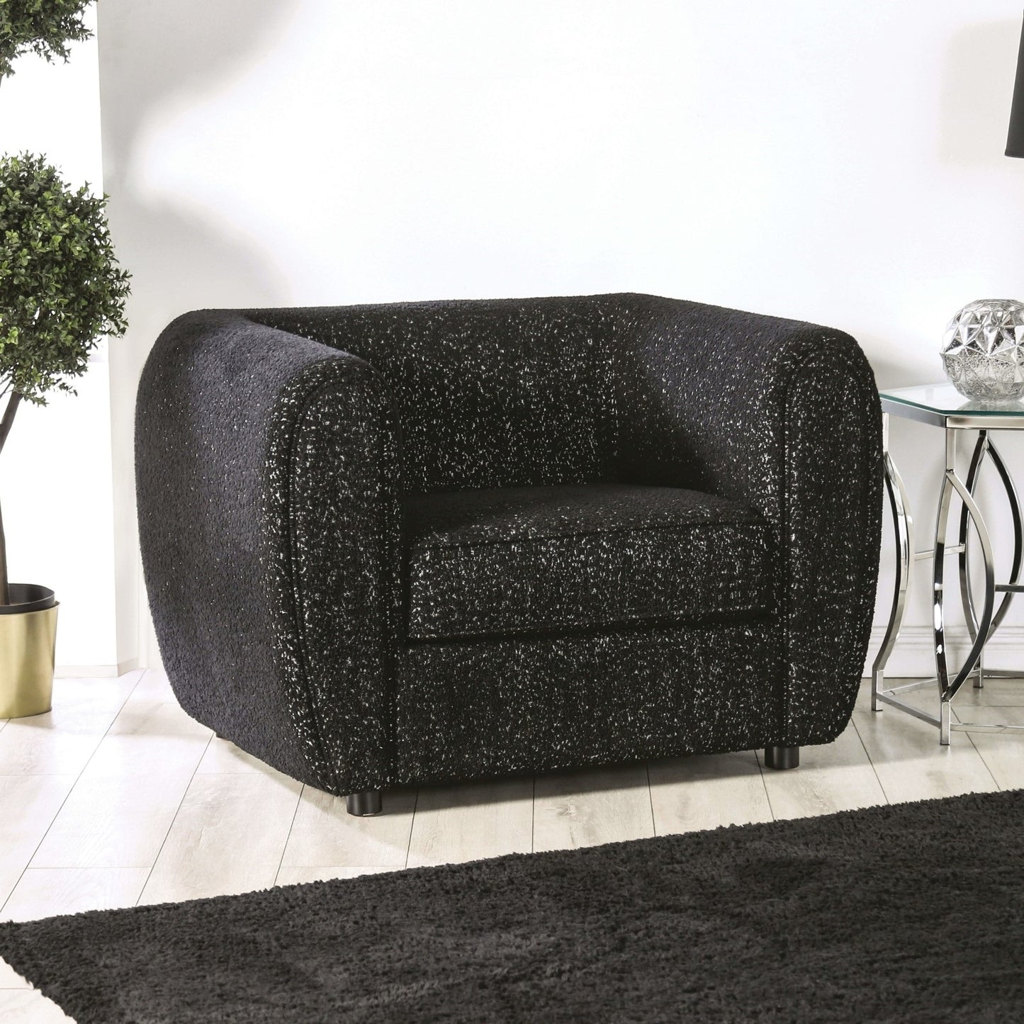 FOA Verdal Contemporary Fabric Accent Chair - Black