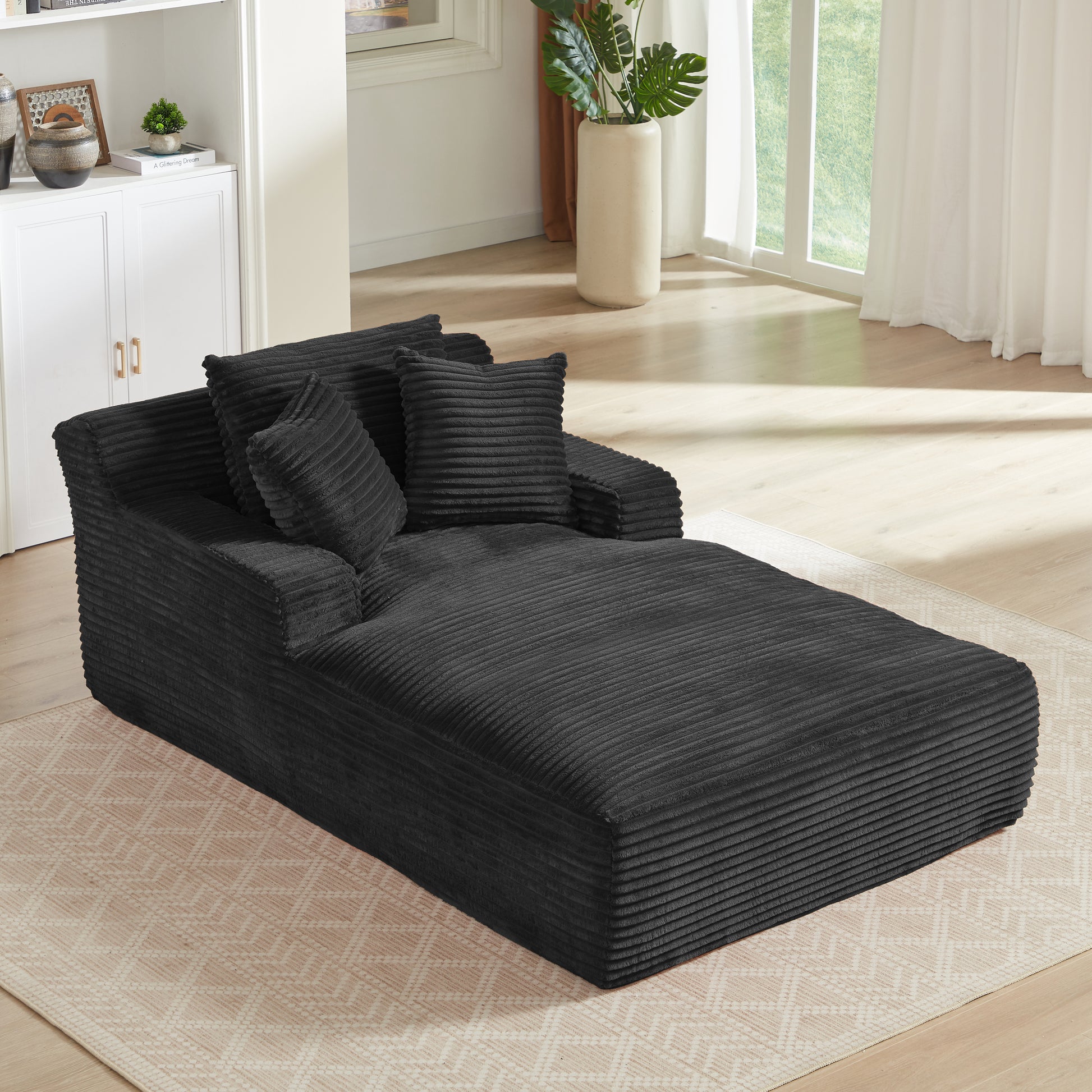 Oversized Chaise Lounge Chair Indoor - Black - detail view 5