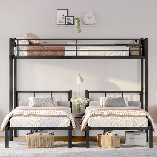 Twin over Twin & Twin Bunk Beds for 3 - Black - detail view 2