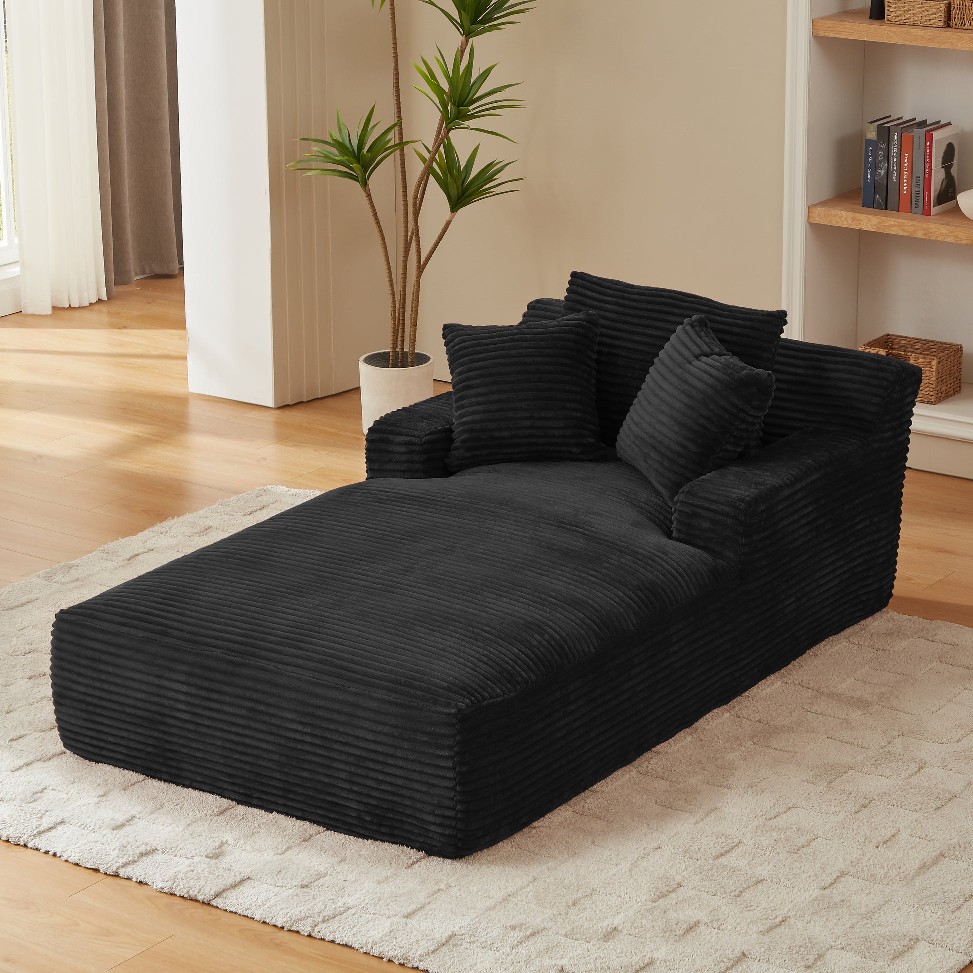 Oversized Chaise Lounge Chair Indoor - Black - detail view 3