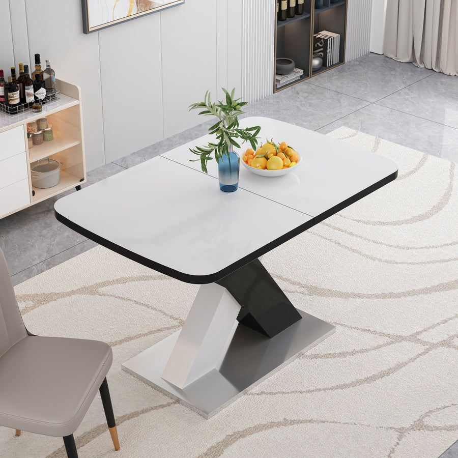 White+Black Metal Dining Room Table with Black Legs - primary image