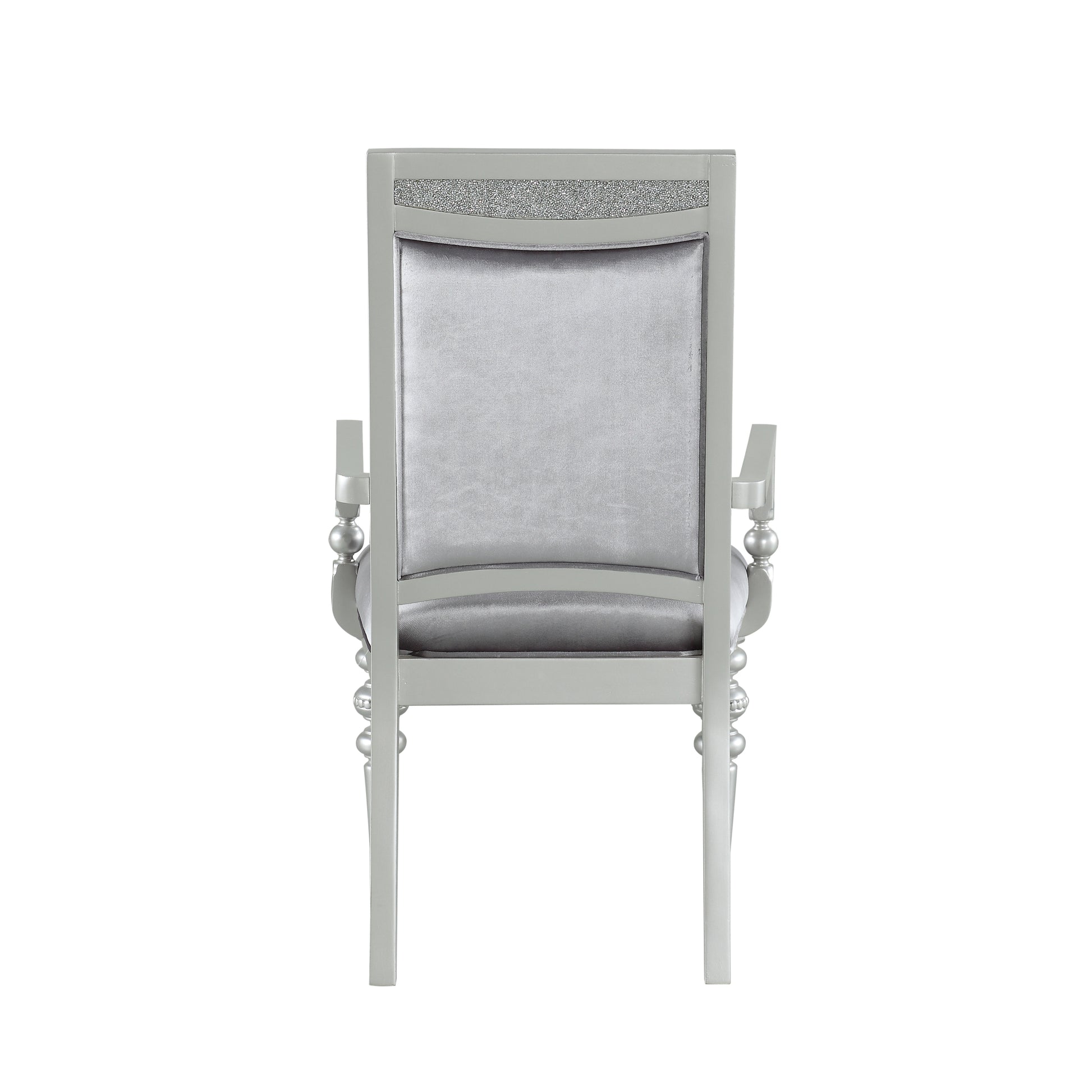 Grey and Platinum Upholstered Arm Chairs Set of 2