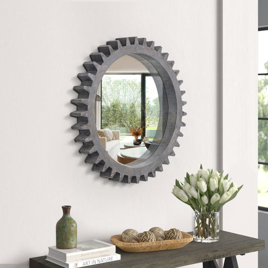 Vintage Gear-Shaped Wall Mirror