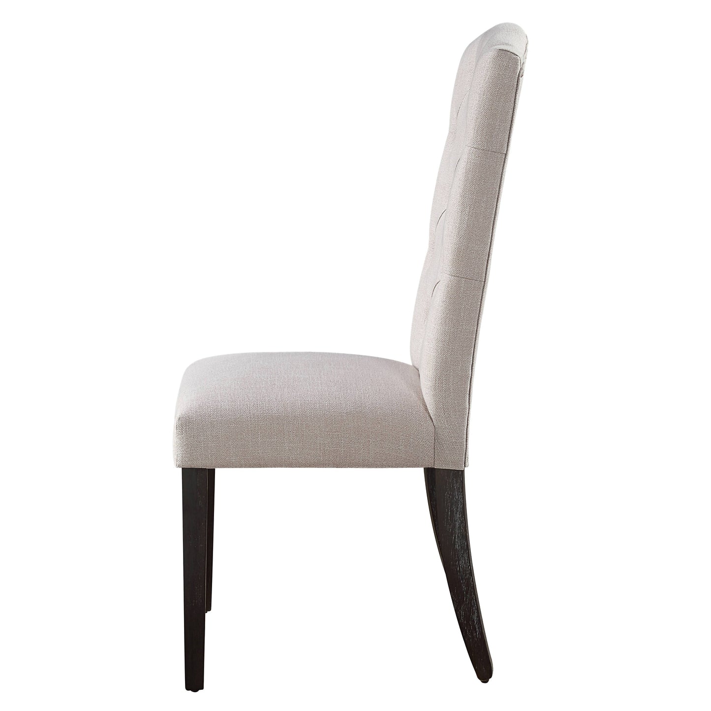 Beige and Weathered Espresso Tufted Back Side Chairs Set of 2