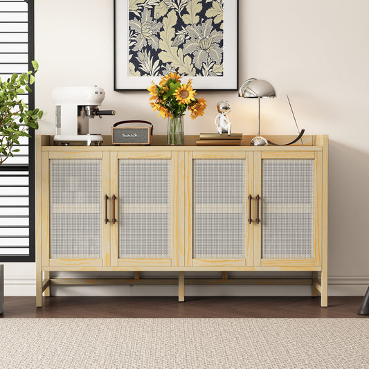 Halcyon Rustic Cabinet with Rattan Doors, Natural