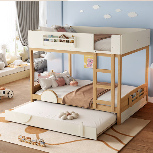 Queen Bunk Bed with Trundle - Natural+beige - primary color shot