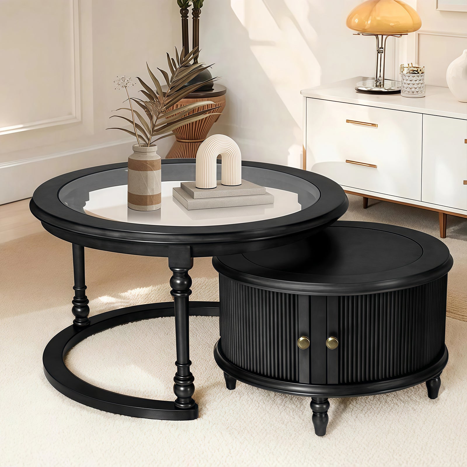 Black Nesting Tables with Black Legs - detail view 2