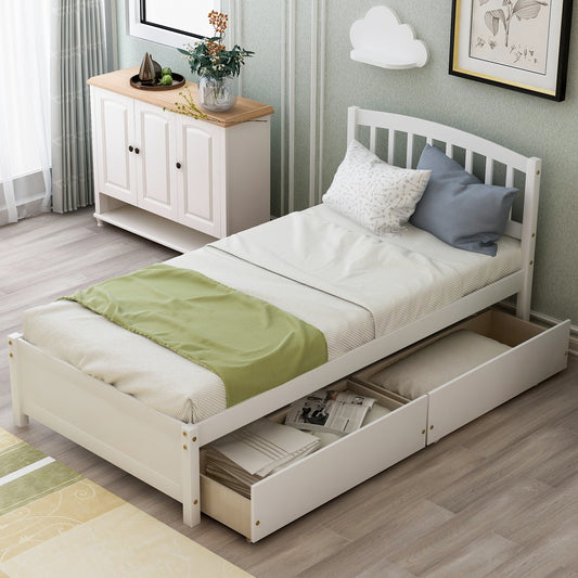 Salem Twin Platform Bed with 2-storage Drawers, White