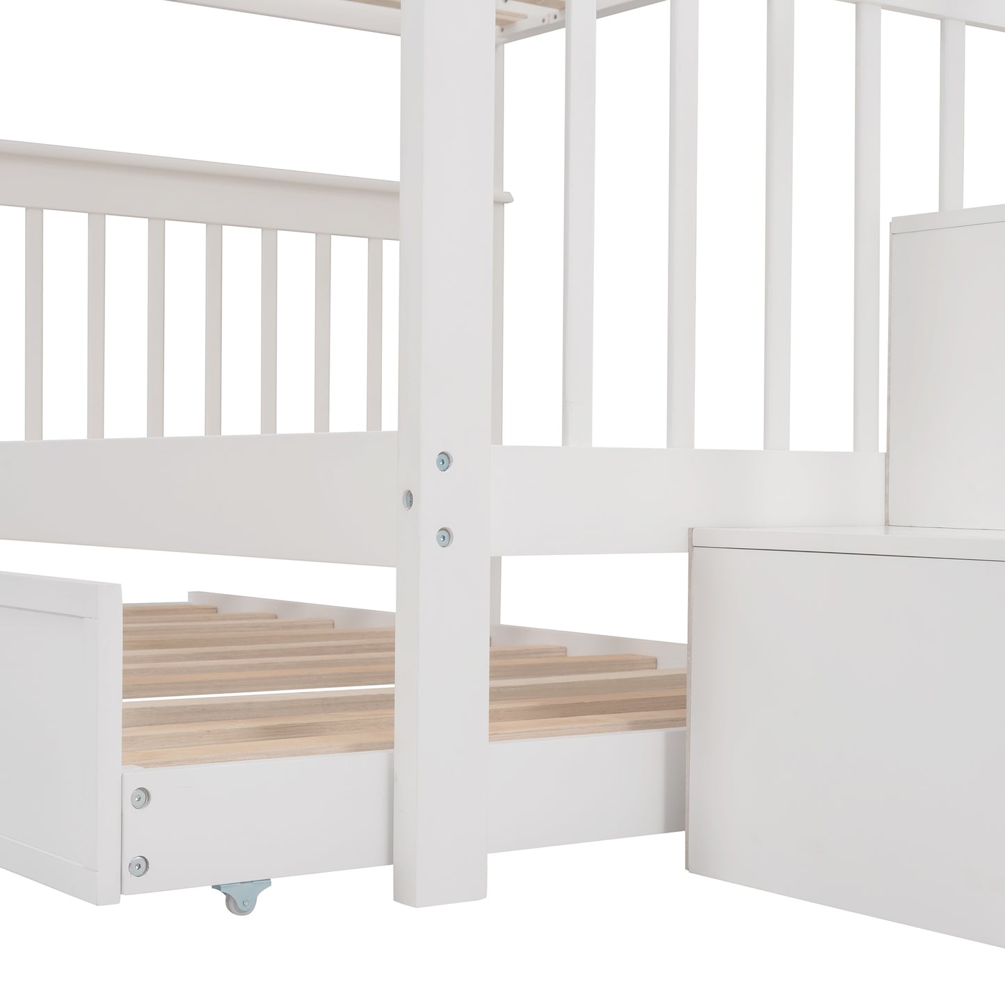 Stairway Full-over-Full Bunk Bed with Twin Size Trundle - White - detail view 7