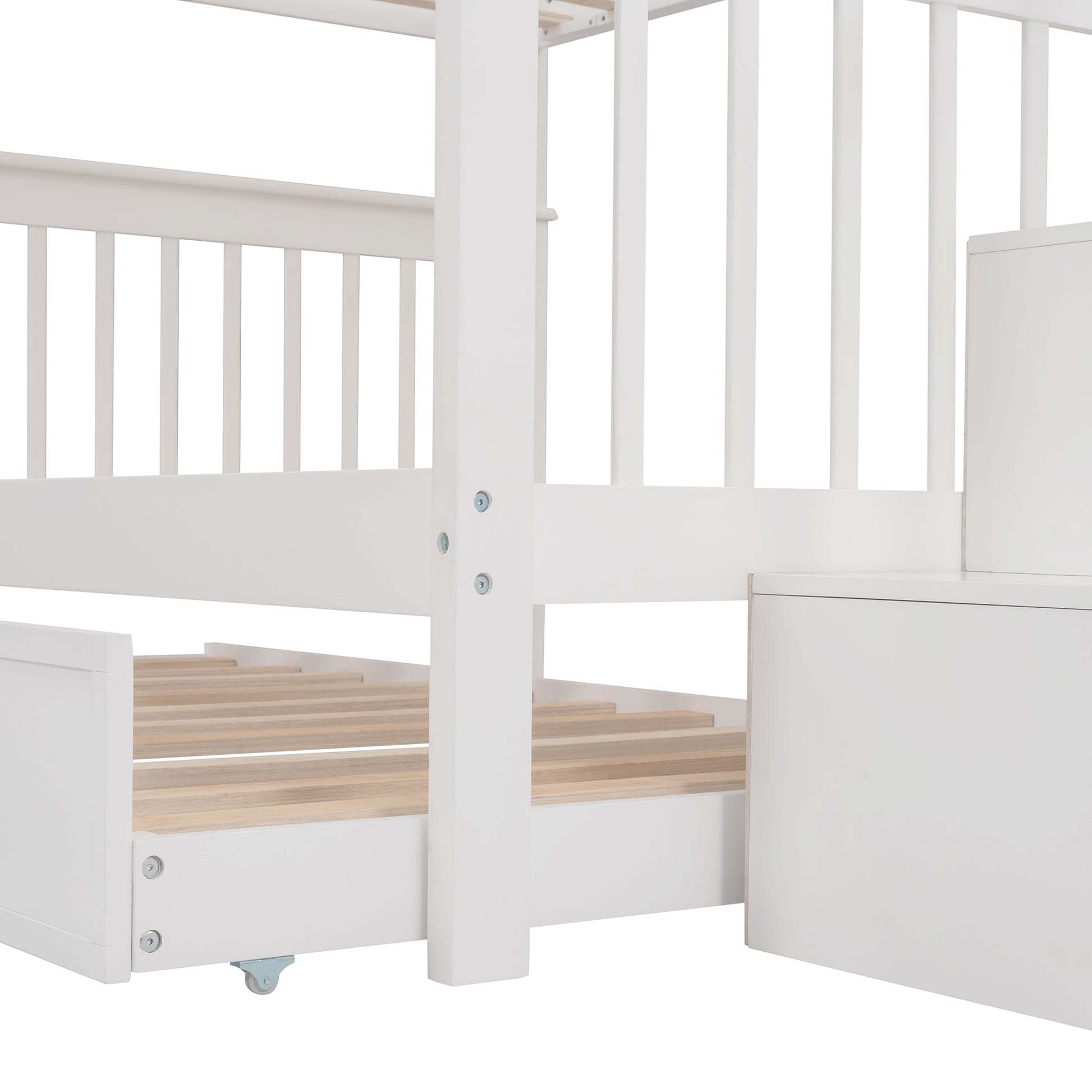 Stairway Full-over-Full Bunk Bed with Twin Size Trundle - White - detail view 7