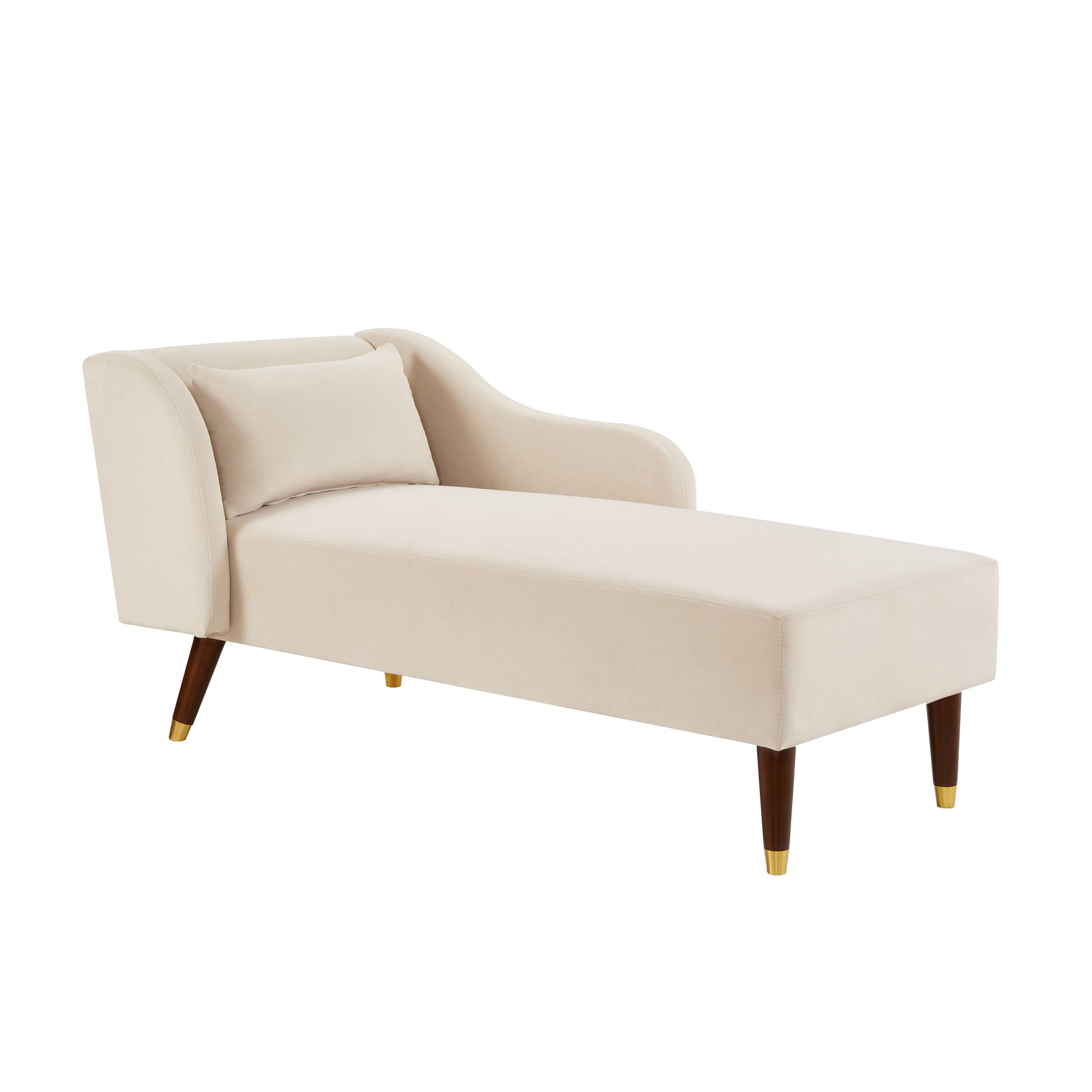 Modern Chaise Lounge Chair Velvet Upholstery (beige) - detail view 8