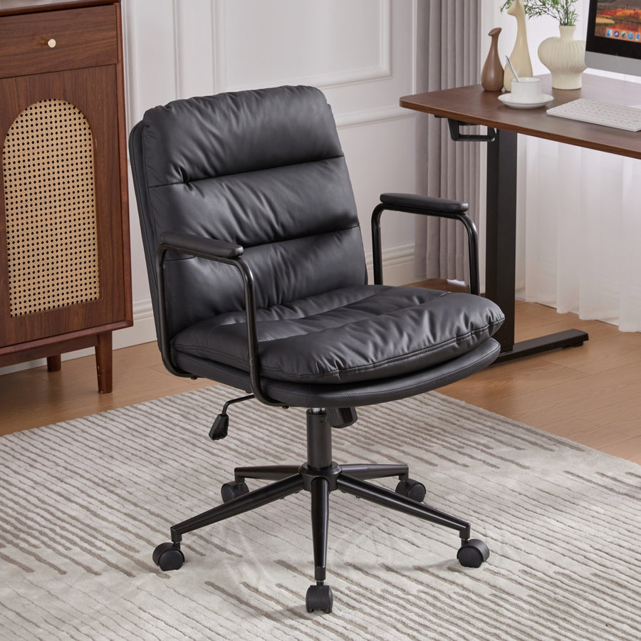 Black PU Leather Office Chair with Black Legs