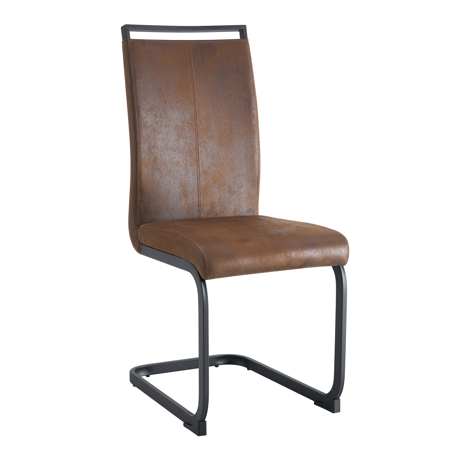 Black Upholstered Fabric Steel Frame Dining Chairs with Black Legs (set of 2) - primary color shot