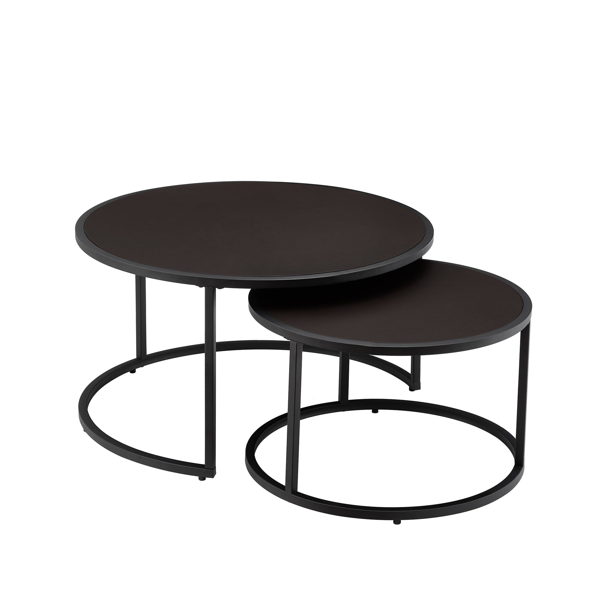 Brown Fabric+metal Nesting Tables with Black Legs - detail view 5