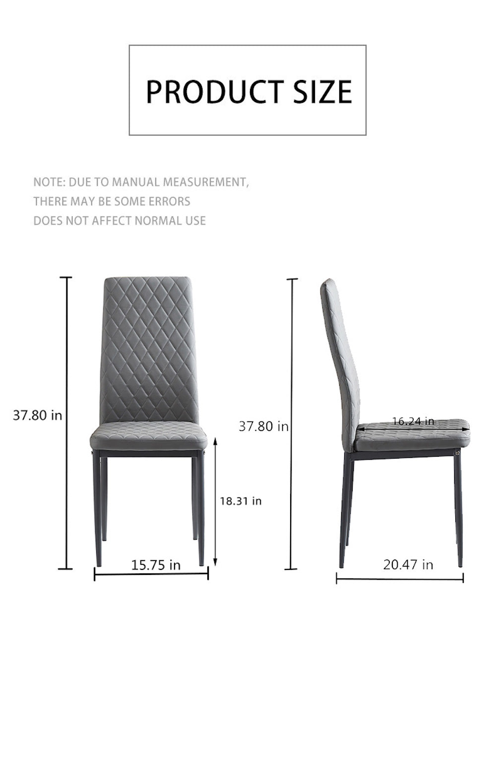 A&A Modern Minimalist Diamond Grid Pattern Dining Chair in Light Gray - Set of 4