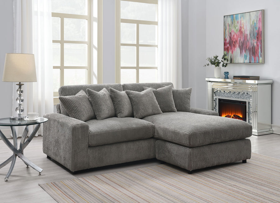 Tavia Gray Corduroy Reversible Sectional Sofa W/6 Pillows - primary color shot