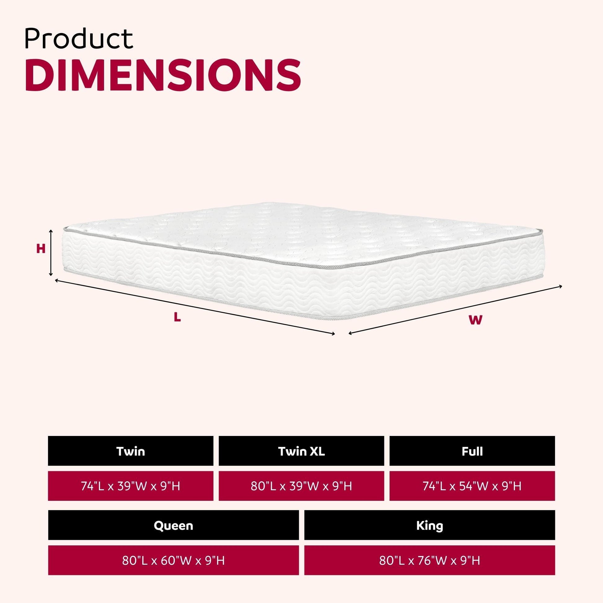 Premium 9 in. Medium Pocket Bed in a Box Spring Mattress - King Size, White